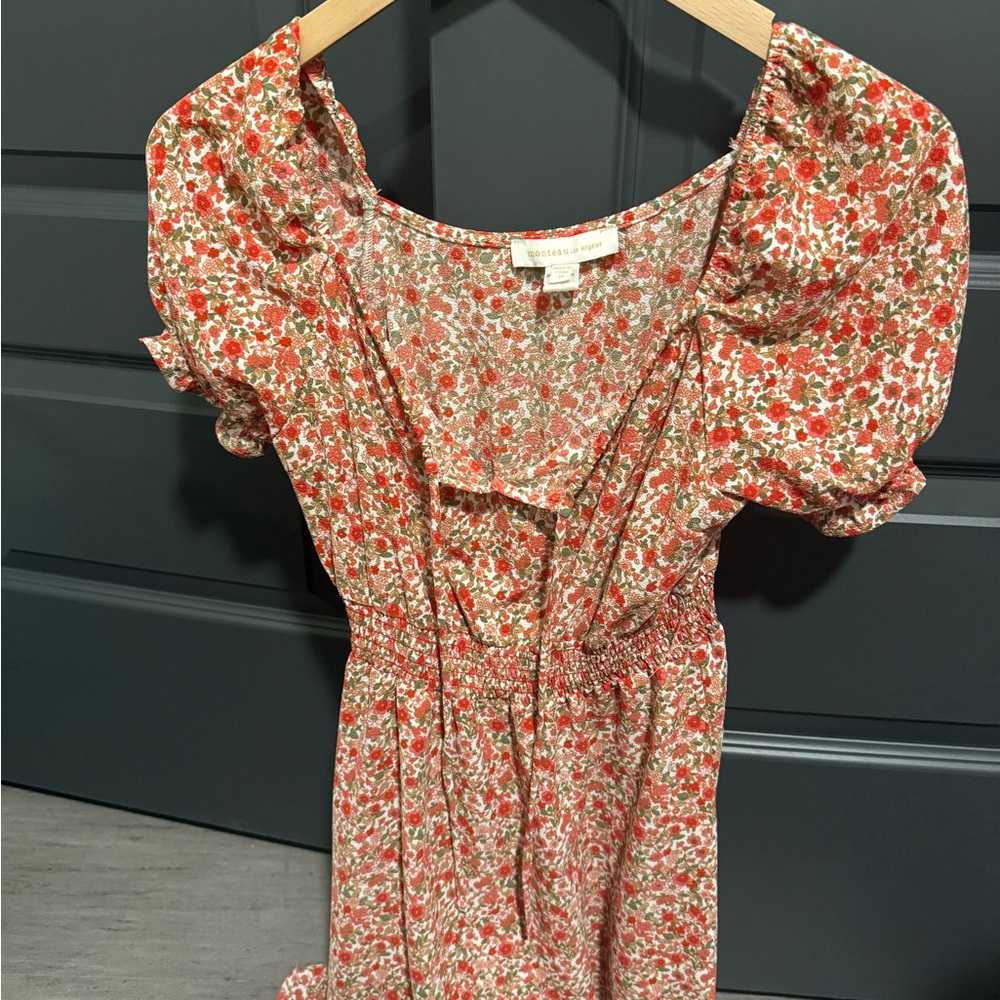 Monteau Red Floral Midi Dress